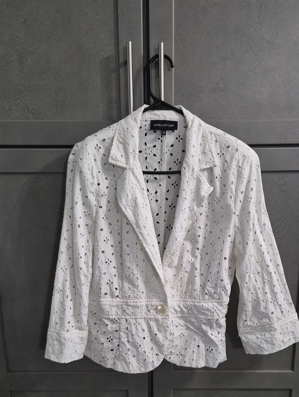 Jones New York White Eyelet Blazer Jacket